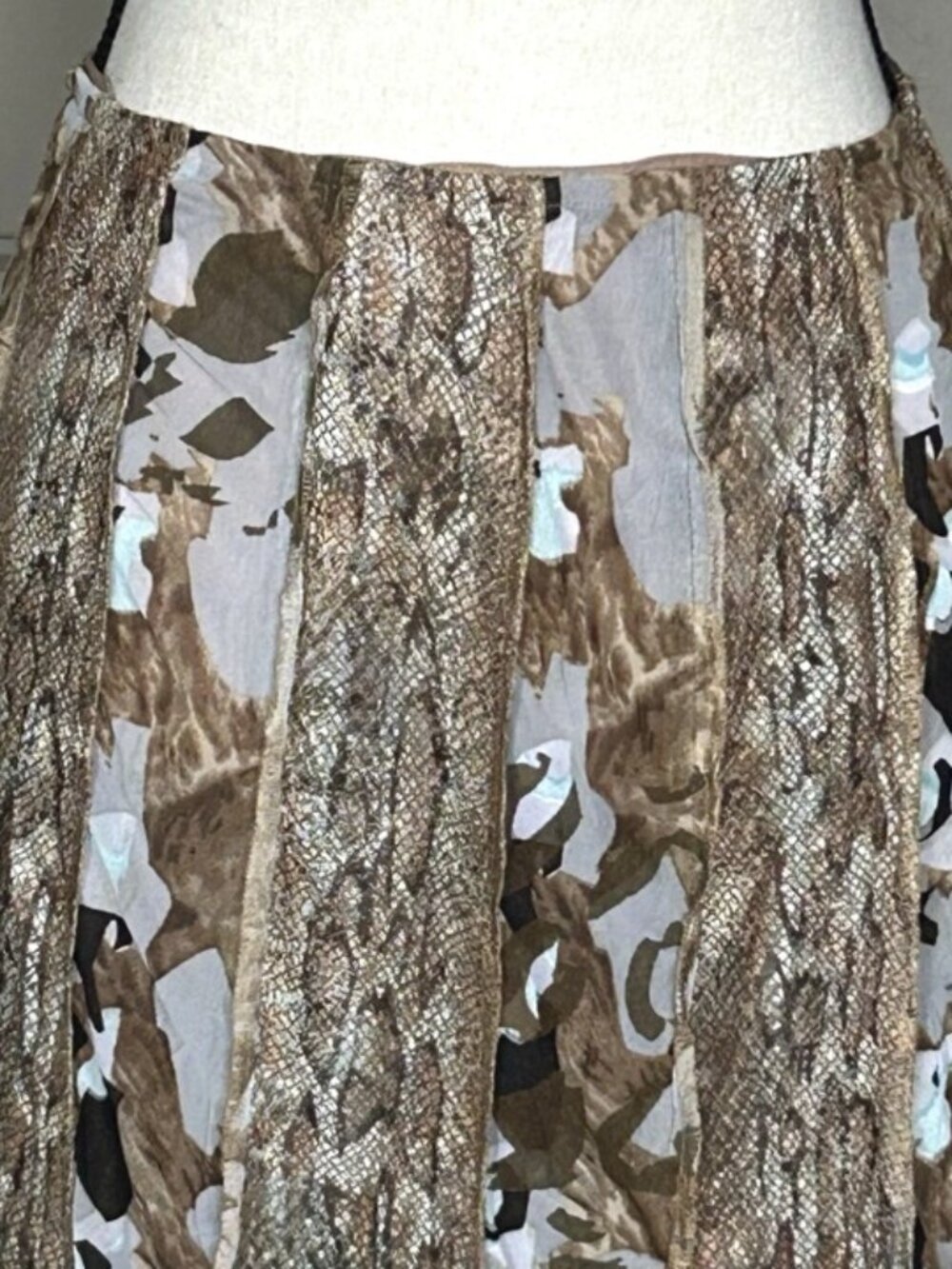 Alberto Makali Animal Print Metallic Mesh Full Skirt Sz 14 Mixed Media Statement - Picture 3 of 9